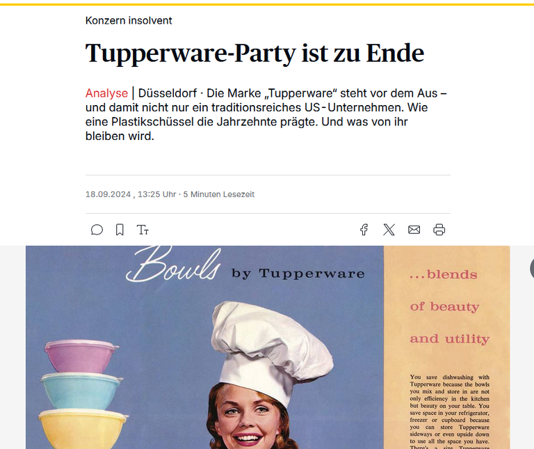 Insolvenz von Tupperware