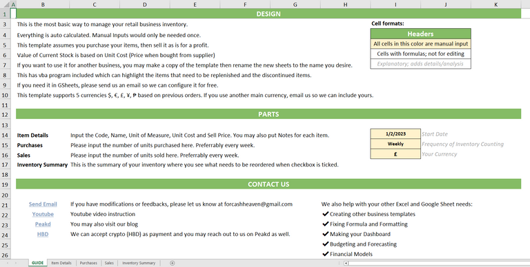 Excel Template for Retail Inventory Management Guide