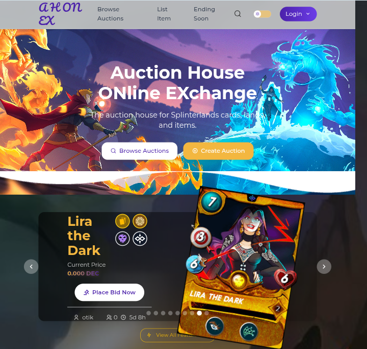 Ahonex Market To Splinterlands Nft Card Buy/Sell.