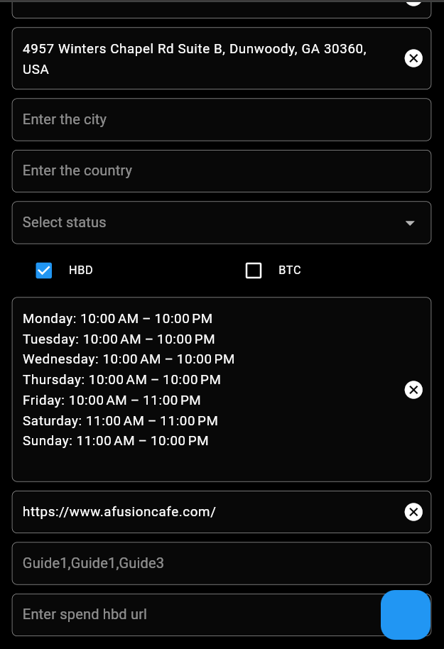 Extra Fields - Part two of Add A Business