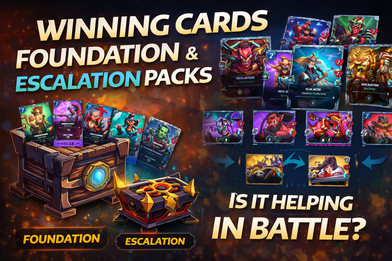 Splinterlands - Opening 5 Foundation Chests to win 3 Epic cards and Reviewing Escalation Decks in Battles after a week!
