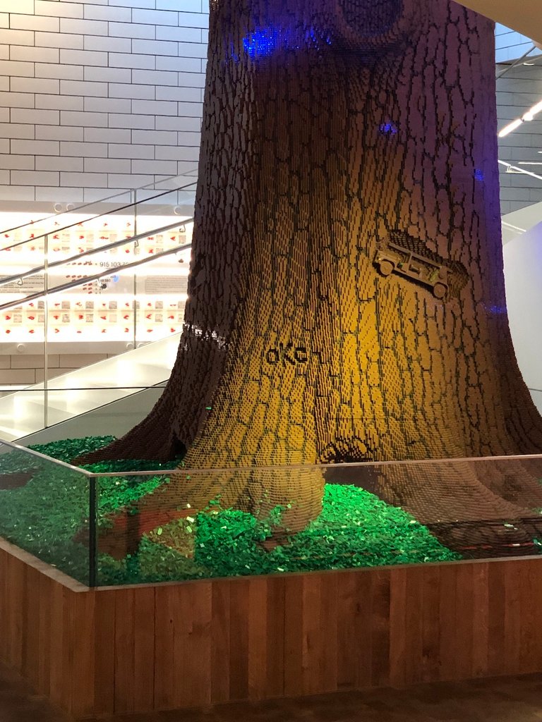 Close up of the trunk of a Giant Tree. Everything is made of LEGO Pieces
