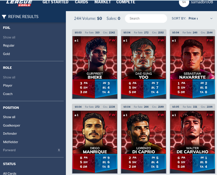 Genesis League Goals Forward Player  NFT Card.