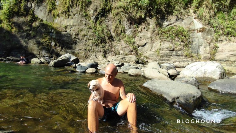 Kopiko enjoying his first waterfall adventure