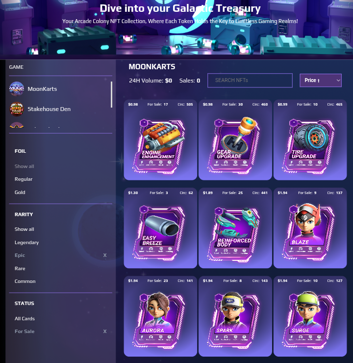 🚀 MoonKarts Epic Card NFTs are unique to gaming and collecting.