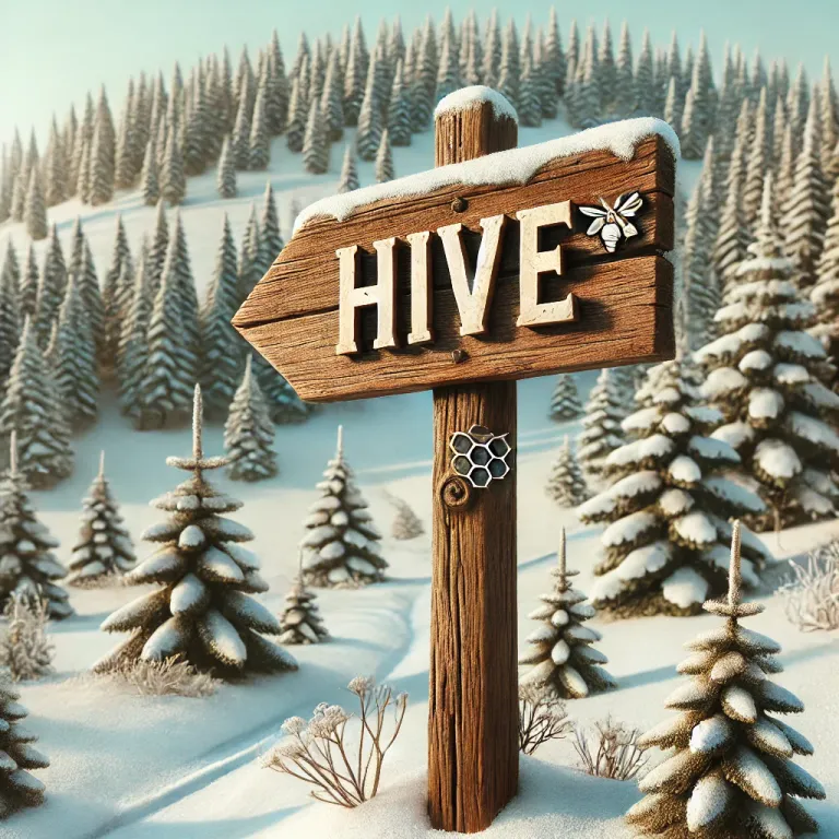 ChatGPT AI winter landscape with Hive sign.