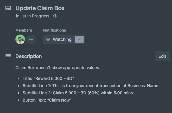 claim box - trello ticket