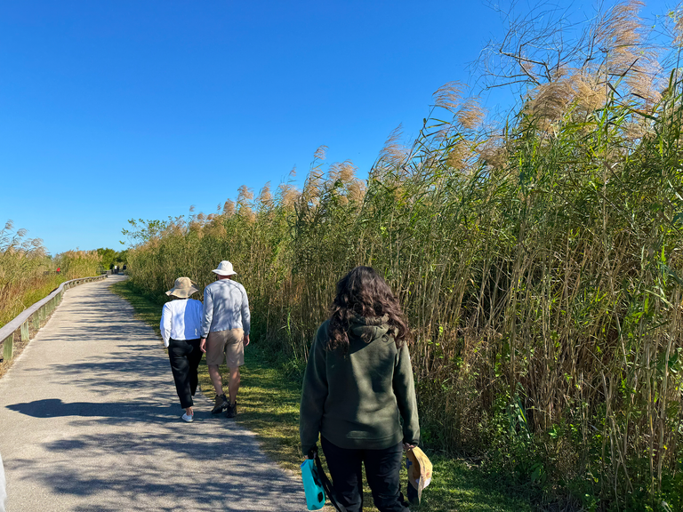 I walk along with these people across this landscape