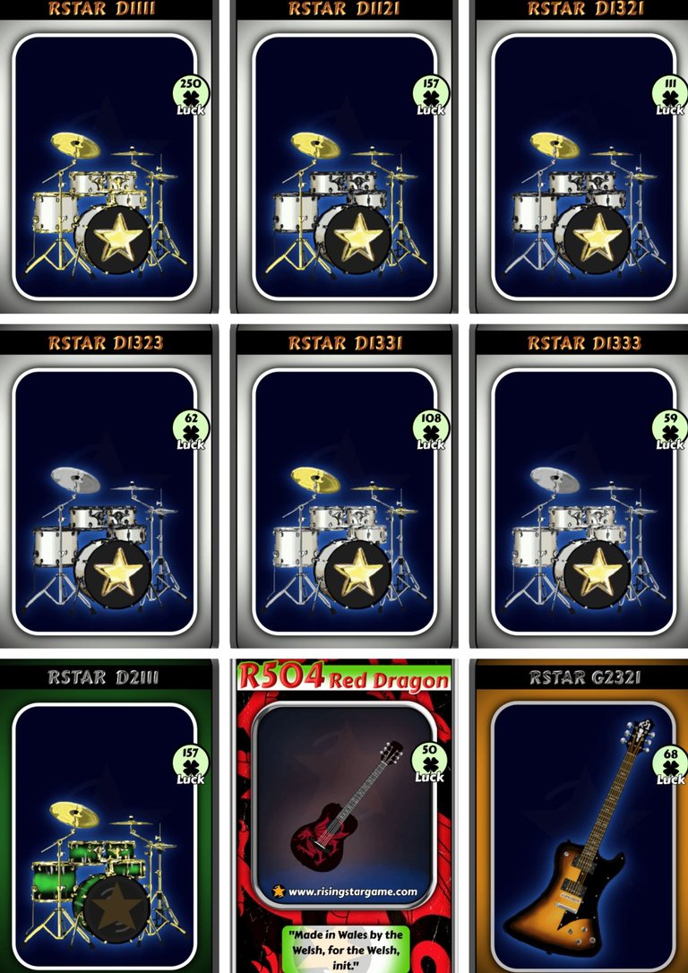 Rising Star Progression Report - New Uniques, Crafted Drums and Guitars