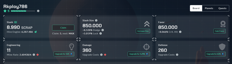 Terracore Upgrades and strategies to improve my claim log for future