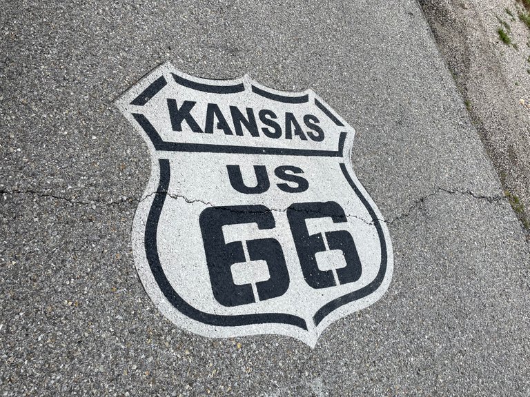 Kansas Route 66 sign on highway