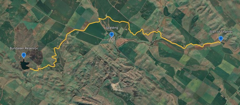 Map marked to show the length of the Bundaleer Channel