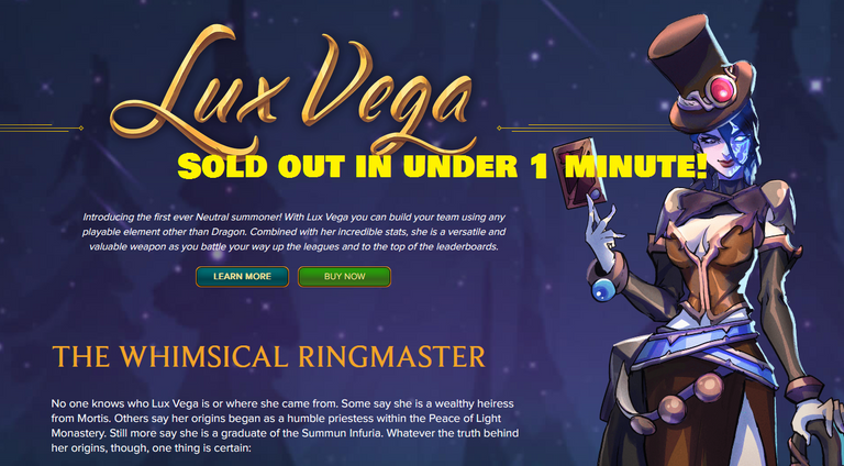 Splinterlands - Latest Summoner Lux Vega!