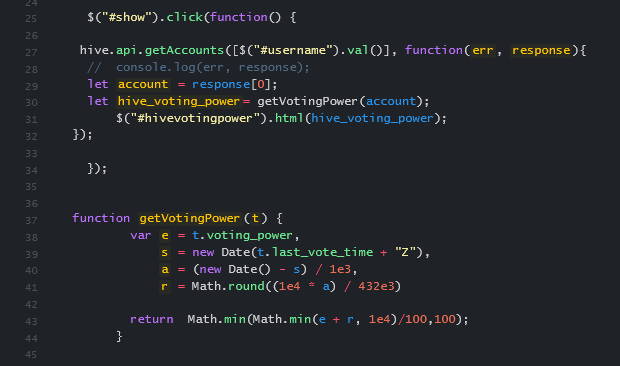 HiveJS: How to get current Voting Power ? - Wie erhält man die aktuelle Voting Power? #17