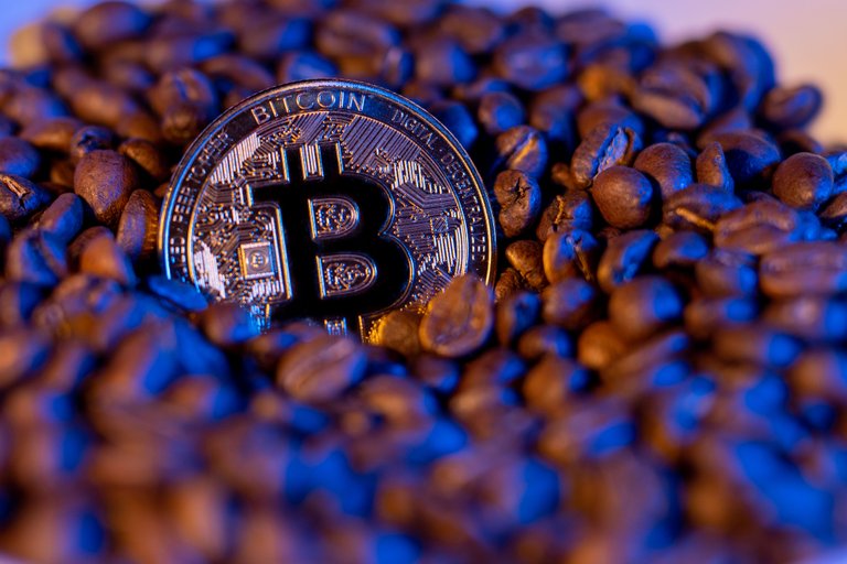 Bitcoin in Coffee Blue