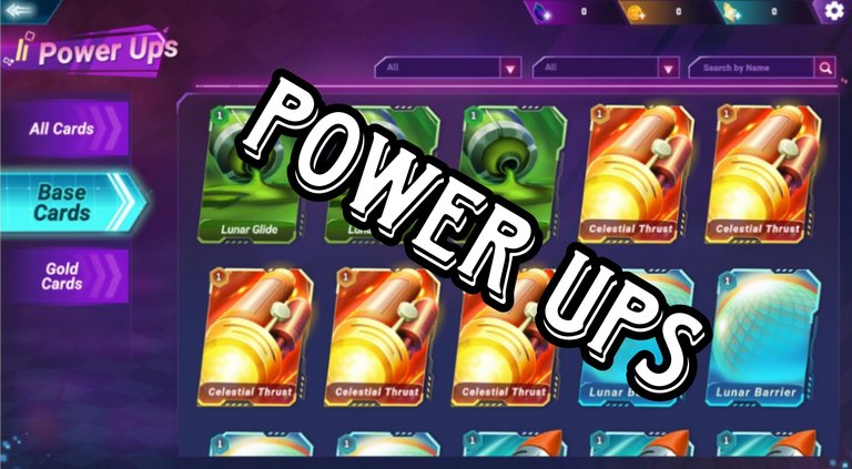 Power-up card list displayer. Moon Carts Game NFT.