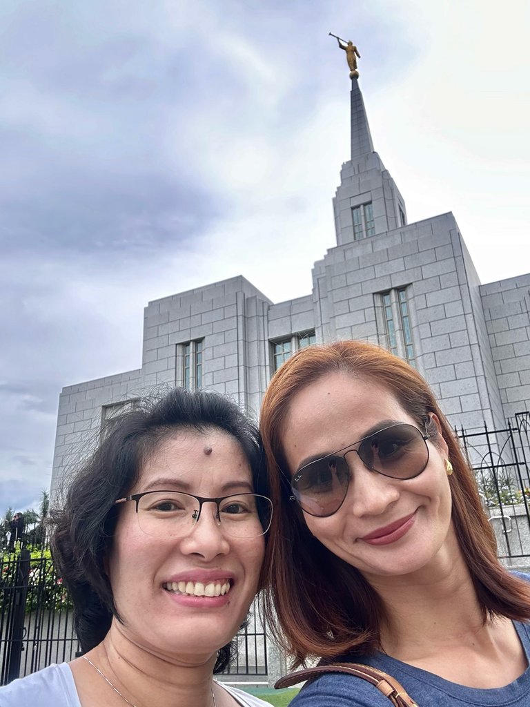 My sister and I after our temple attendance.