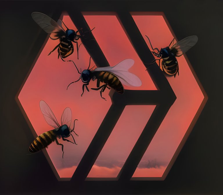 Wasps are robbing the HIVE - AI generated art by NightCafestudio