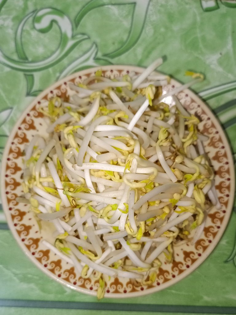 Remove the brown & stringy roots of the sprouts