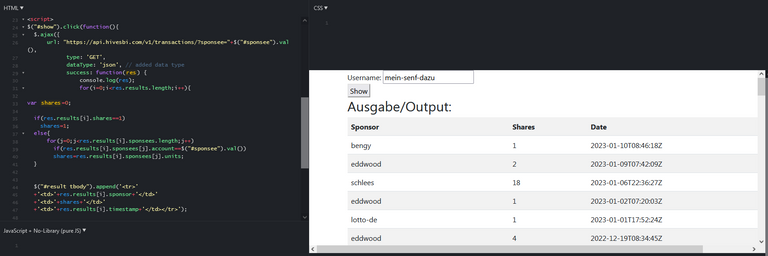 HSBI API: Show Sponsor with HSBI unit and Date - Sponsoren anzeigen mit der HSBI Anzahl und dem Datum