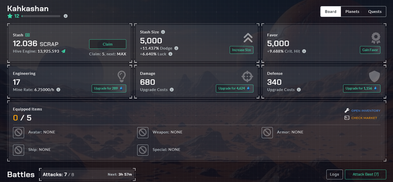 My new stats from terracore profile and Golem overlord Quest openings