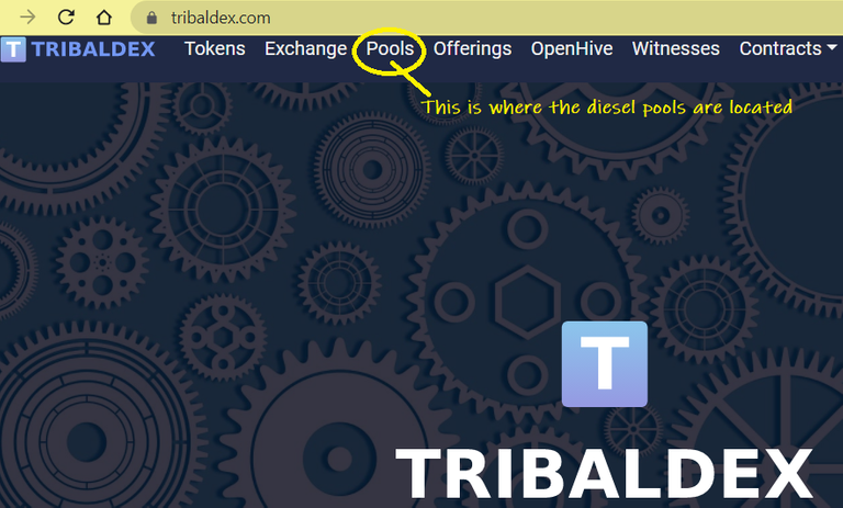 The Tribaldex home page with navigation bar at top of screen