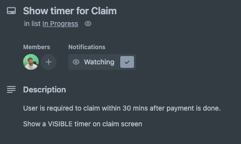 timer for claim - trello ticket