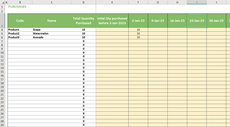 Excel Template for Retail Inventory Management Purchases