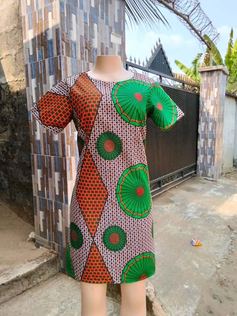 Using ankara fabric to sew a free gown for myself.