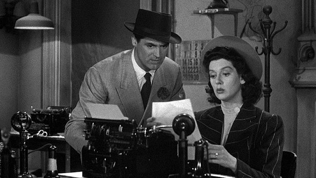In "His Girl Friday" there are characters who break the fourth wall
