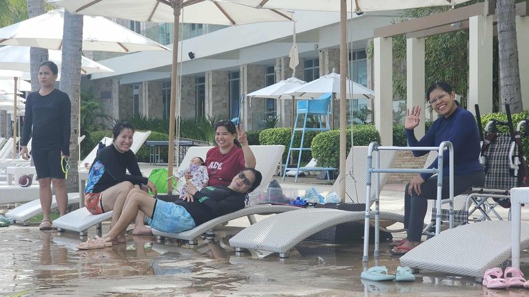chilling at the pool side.