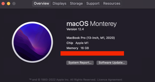 macBook Pro M1, 16 GB RAM