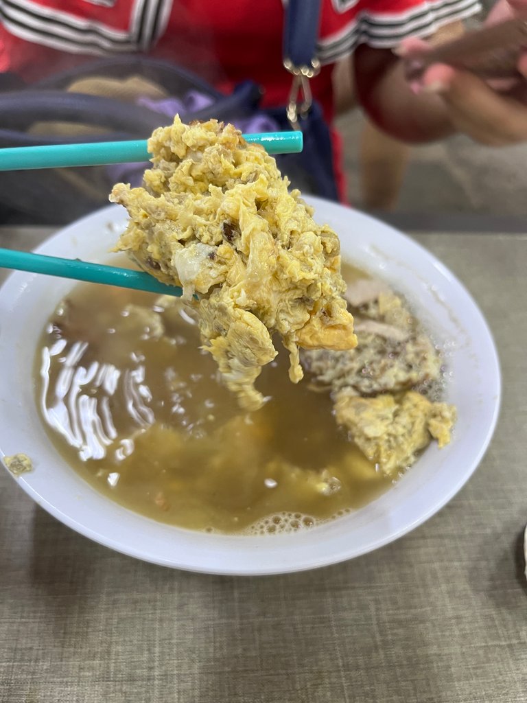 A type of herbal soup with meat and lots of eggs. 