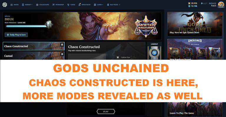 Gods Unchained - Chaos Constructed game mode is here, more game modes reveled as wel