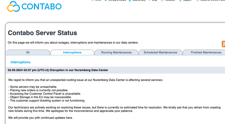 Contabo was down today