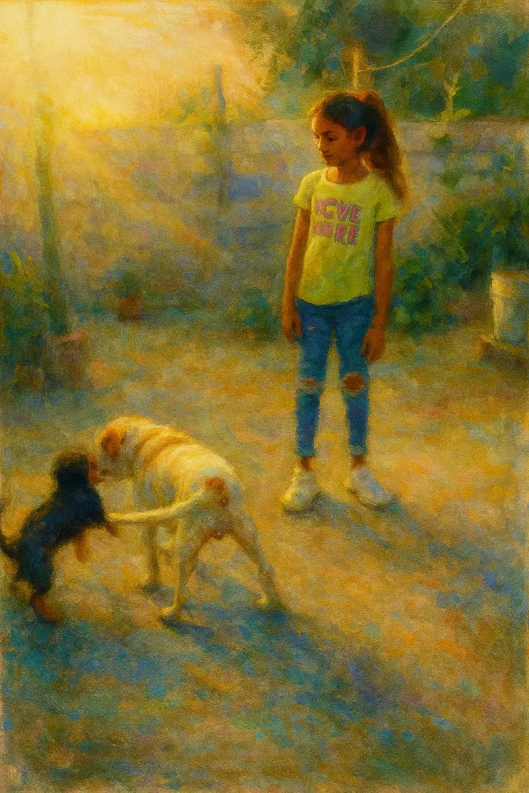 Mi niña jugando/ IA Mixed Image