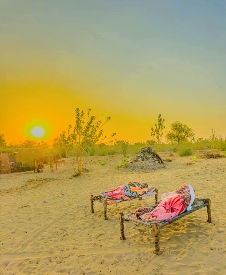 Beautiful view of the sunrise in village life
