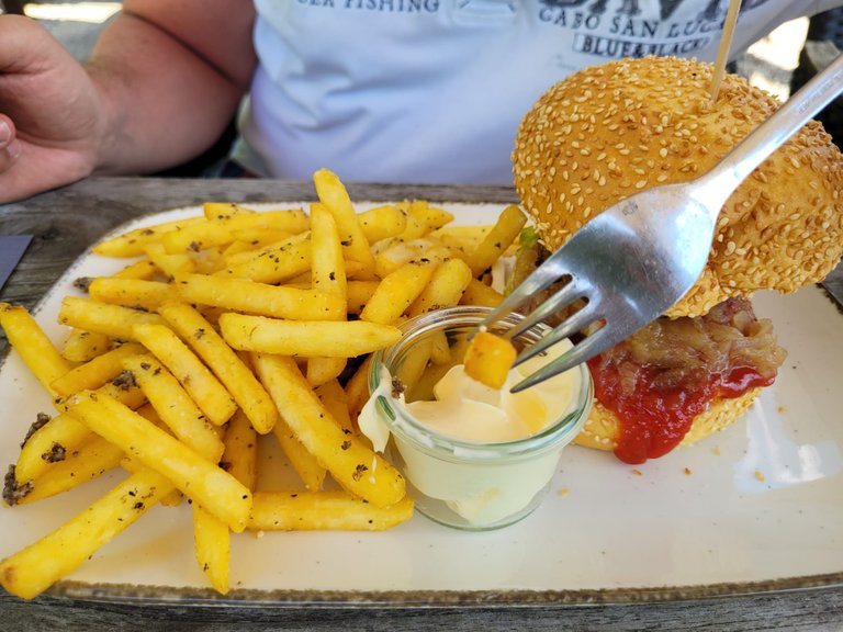 Burger with truffle fries