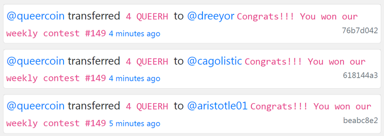 QUEER rewards QC Contest 149
