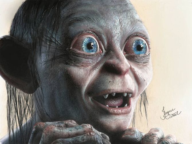 My drawing of Smeagol - Lord of the Rings