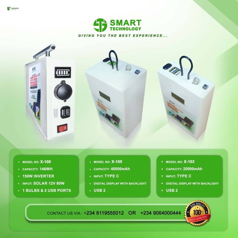 These are power bank and inverter models offered by Smart Technology in different capacities.