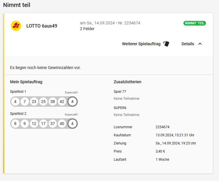 Unser Hive-Lottoschein  für  Samstag 14.09.24 schon mehr als 35 Hive im Pot!