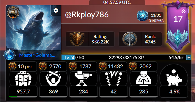 Golem Overlord and Terracore - I reached new pretige and almost fixed my battle log once again