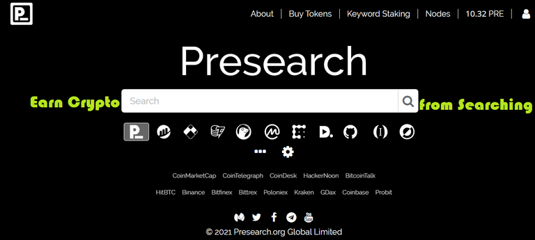 The Presearch Main Page