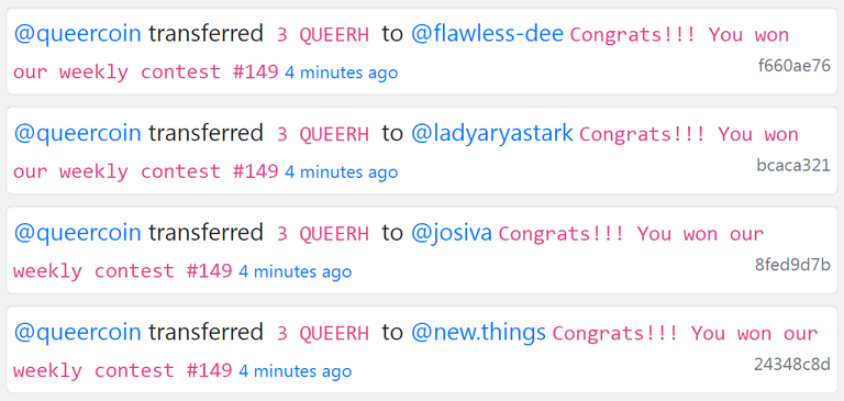 QUEER rewards QC Contest 149