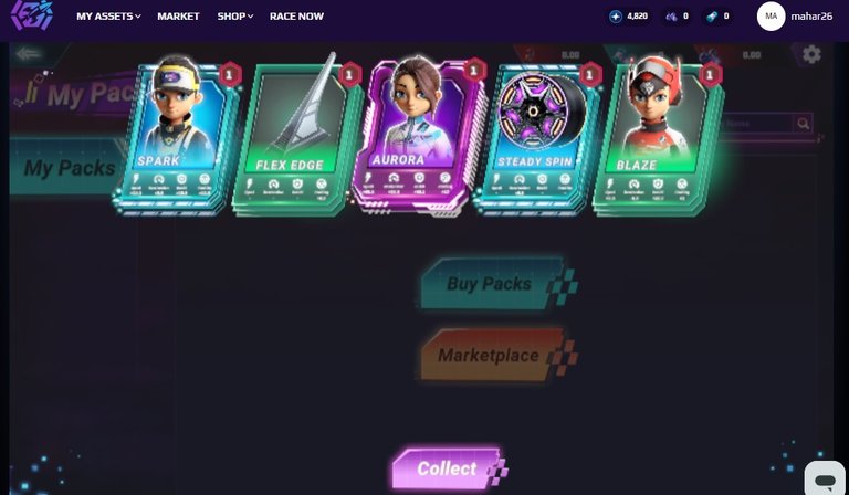 Opening a card pack in Moon Karts racing game