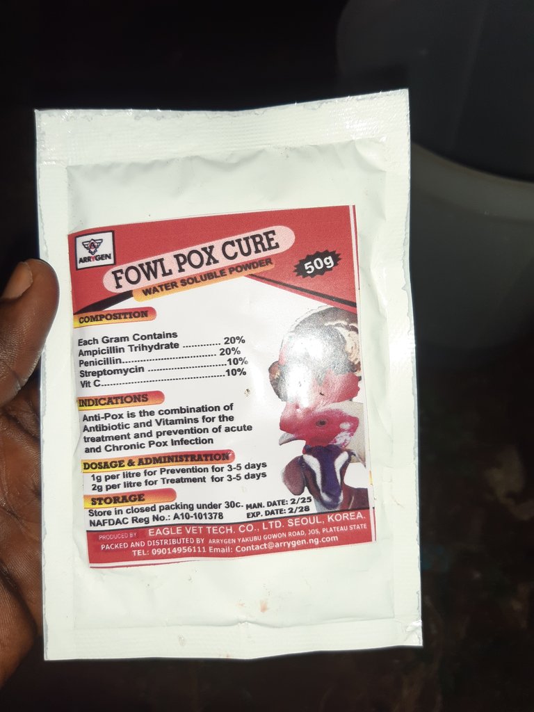 Curing and prevention of fowl pox 