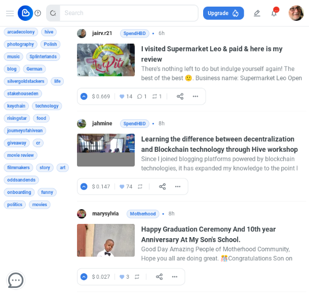 Hive's #spendhbd Feed