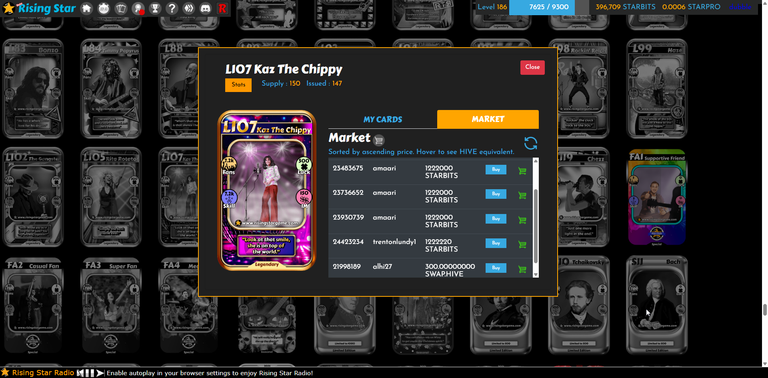 Purchasing 5 Legendary Cards & Rising Star Progression Report
