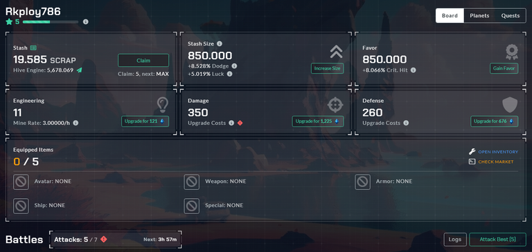 Terracore Stat upgrades and a look at the scrap token Market